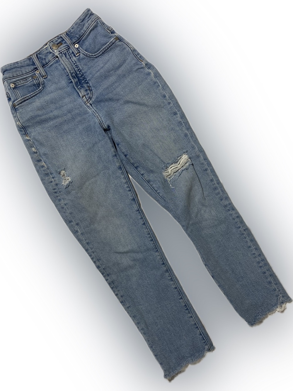 Madewell Light Wash High-Rise Ripped Jeans
